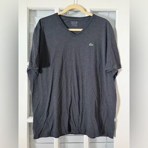 LACOSTE Men's 4XL Charcoal Gray V-Neck Pima Cotton Regular Fit T-Shirt